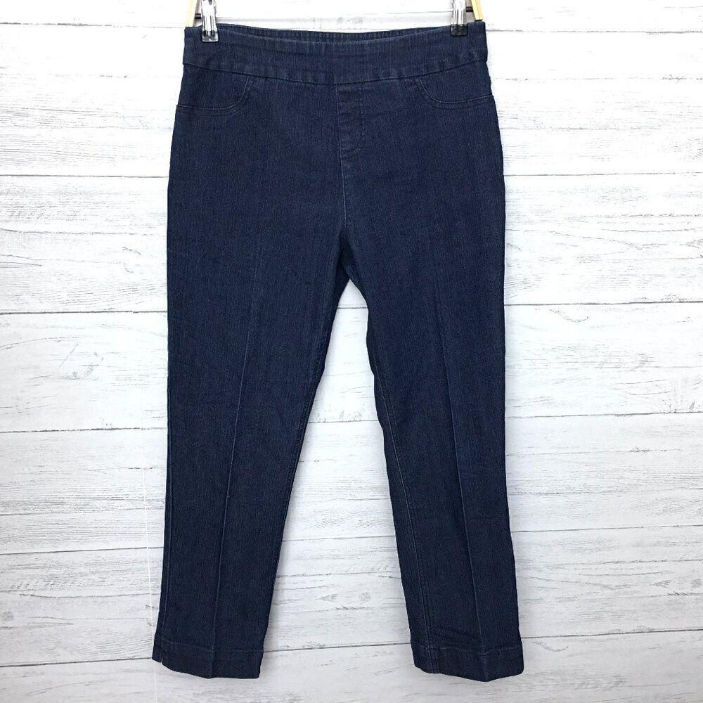 Soft Surroundings Jeans Straight Leg Ankle Pull On Elastic Waist S length 24"